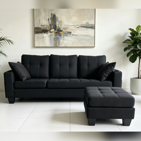 SOFÁ SILLÓN CON CHAISE negro