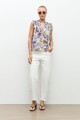 Blusa estampa Santa Rita azul piedra