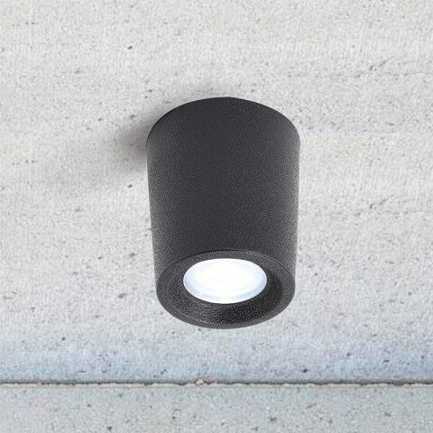 Aplique de techo Ø60mm negro 1,7W cálida IP55 LIVIA 60 FL0955