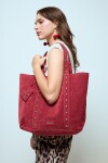 Shopper suede con tachas rojo