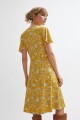Vestido midi estampado ocre