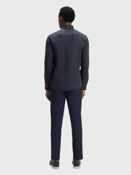 BOSS - Camisa Slim- Fit Lino Azul Oscuro