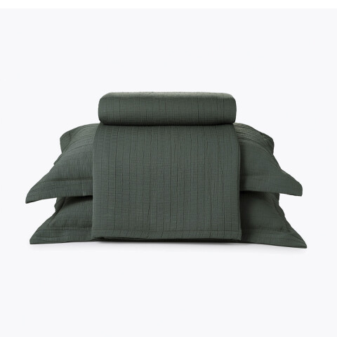 Juego Colcha y Funda Dohler 1 Plaza 100% Microfibra VERDE OSCURO