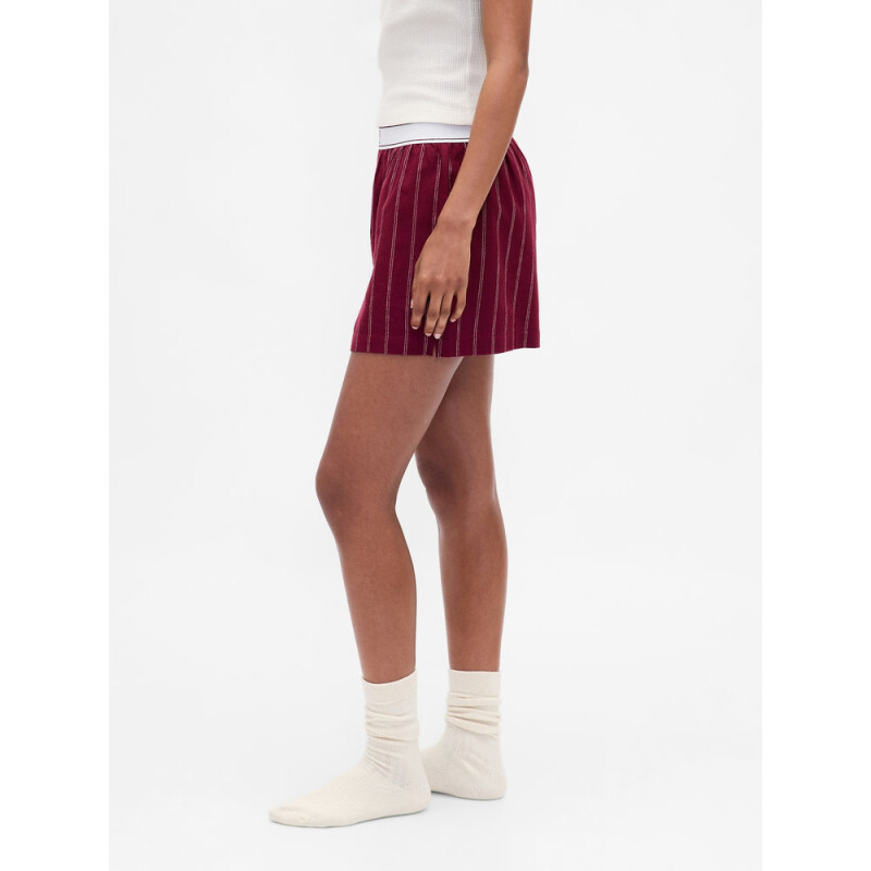 FLANNEL BOXER SHORT BURGUNDY STRIPE