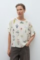 Blusa estampa floral con volados crudo