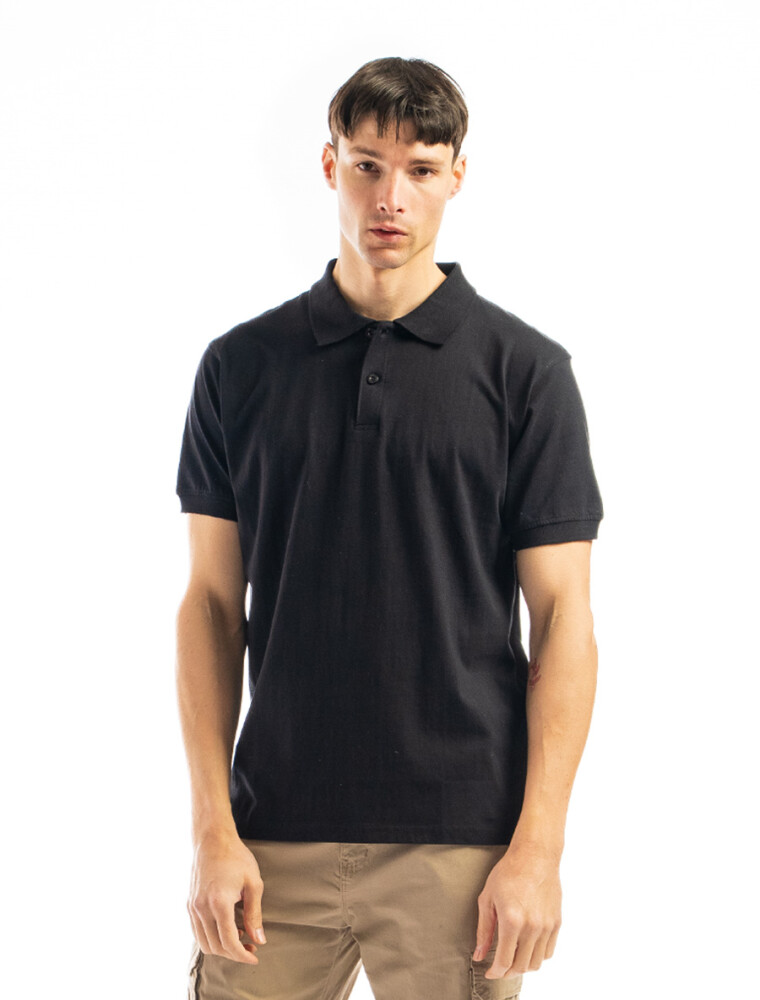Remera Algodón Polo Jersey Negro