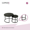 Set 2 mesas auxiliares ratonas tipo nido Doncaster Negro/Negro