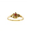 Anillo Flor-Oro Bajo-Piedra Rubi y Zirconias-AN8142 conpiedra