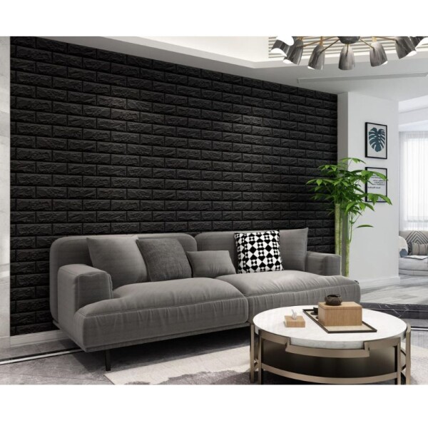 REVESTIMIENTO AUTO ADHESIVO 3D 70 X 77 CM X 3 MM - LADRILLO NEGRO X 10 REVESTIMIENTO AUTO ADHESIVO 3D 70 X 77 CM X 3 MM - LADRILLO NEGRO X 10