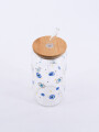 VASO VIDRIO CON SORBITO Y TAPA BAMBOO TRANSPARENTE