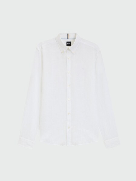 BOSS - Camisa Slim- Fit Lino Blanco