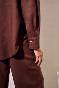 Camisa Con Lino Chocolate