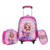 Mochila con carrito, lonchera y cartuchera. Princesa oso rosa