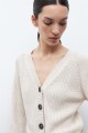Cardigan escote V beige melange