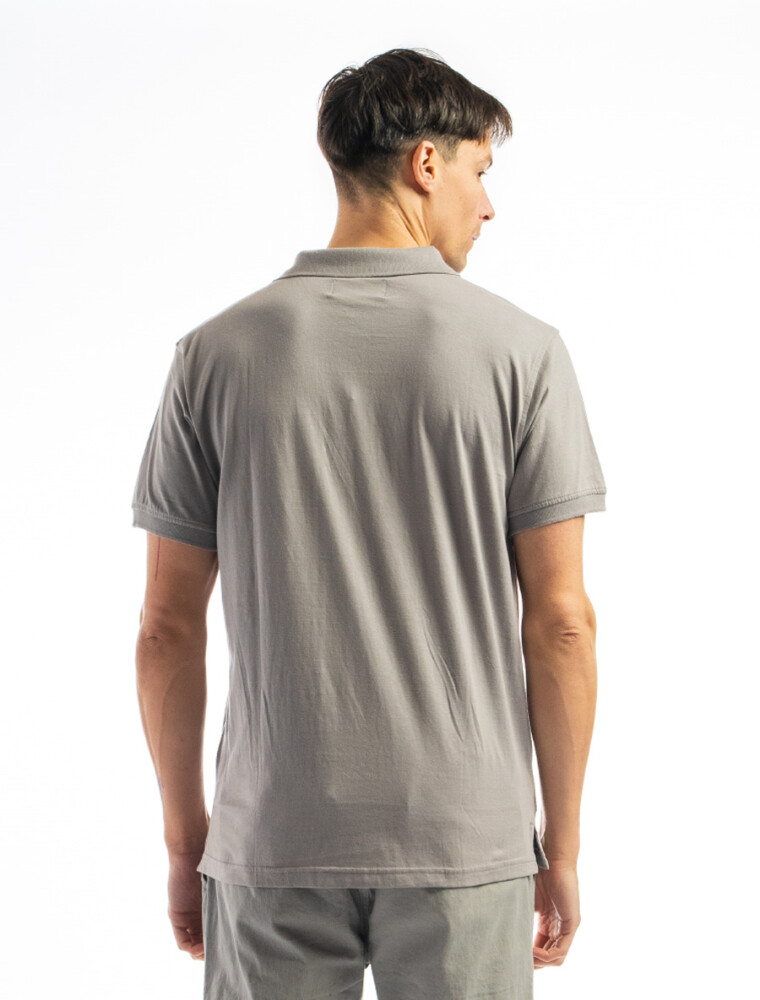 Remera Algodón Polo Jersey Gris Medio