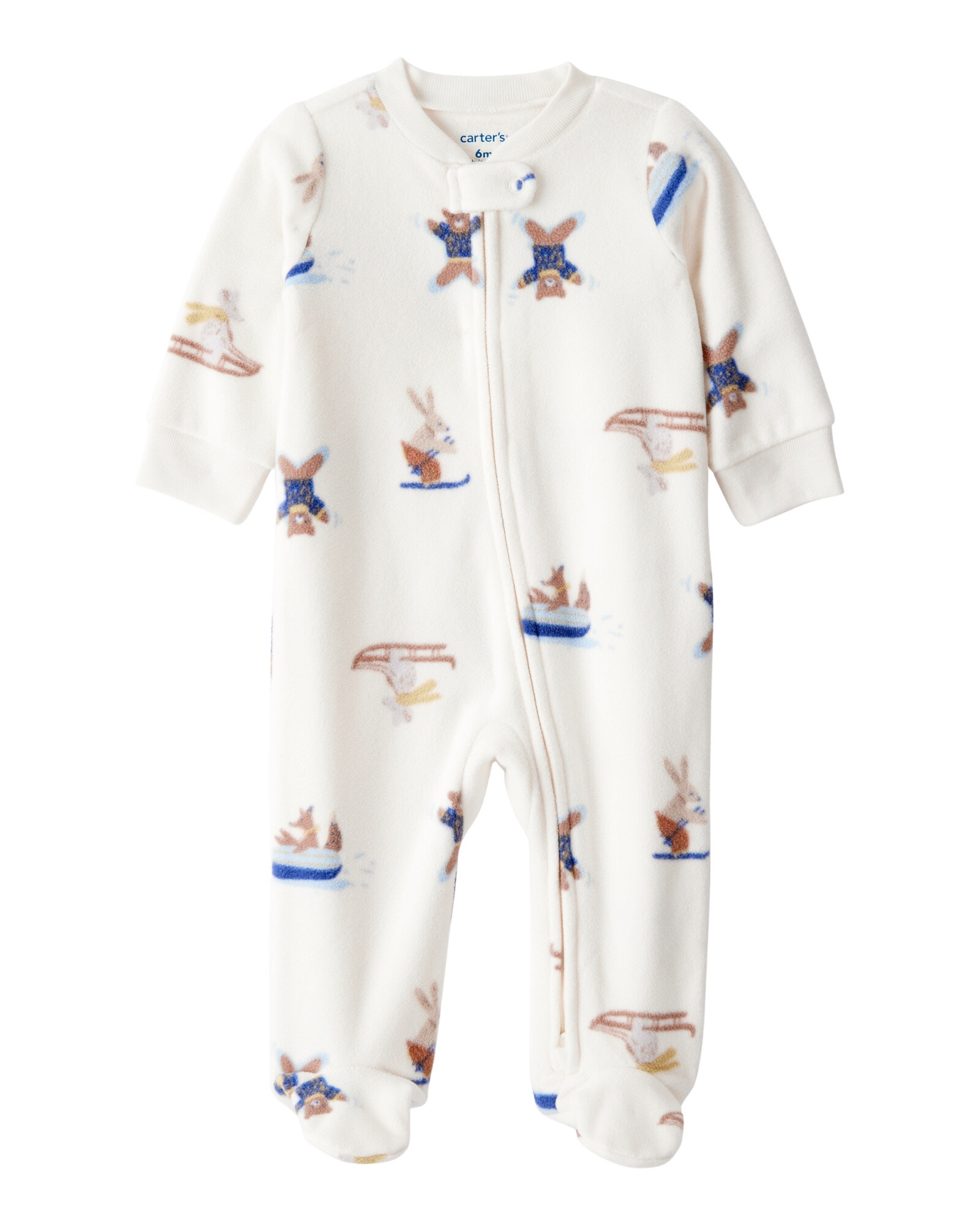 Pijama una pieza de micropolar, con pie, diseño esquí Sin color