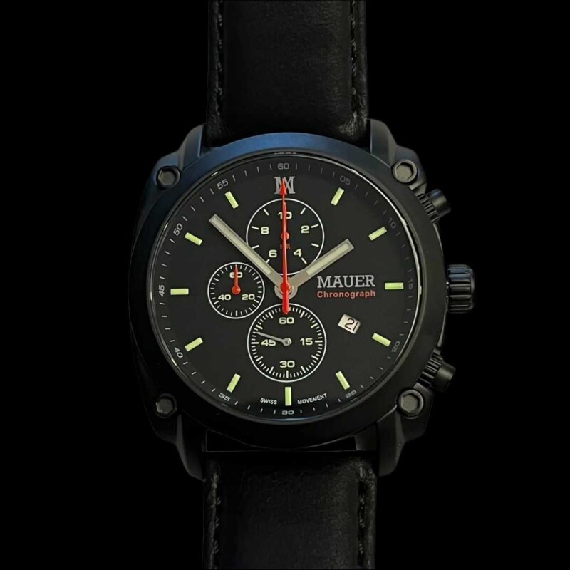 Reloj Mauer Sandblasted Dark 44 mm Obsidian