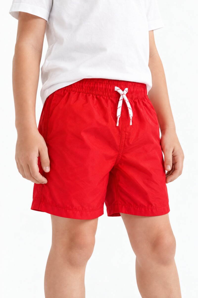 Short de baño liso ROJO