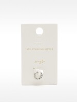 Pendiente Individual Con Circonitas Y Relieve - Plata De Ley 925 plateado