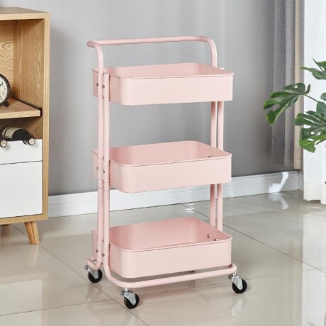 Carrito Organizador Metálico Multiuso Rosa - 3 Niveles Carrito Organizador Metálico Multiuso Rosa - 3 Niveles