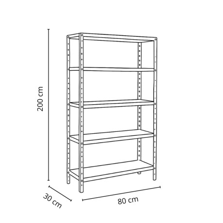 ESTANTERIA PARA CARGAS LIVIANAS 300x800x2000mm Estantería Metálica Para Cargas Livianas 30x80x200 cm Negra