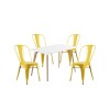 Juego de comedor mesa rectangular 120x80 + 4 Sillas Tolix Amarillo