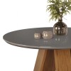 Juego De Comedor 4 Sillas Mesa Redonda - Celeste Gris / Beige