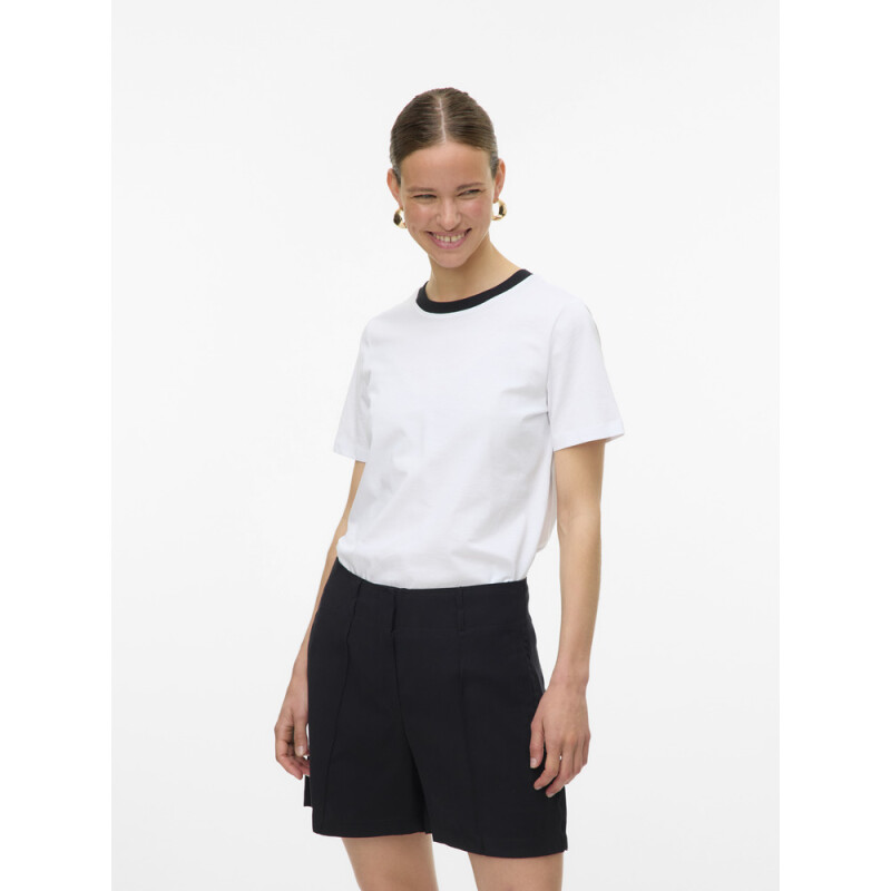 VMPAULINA SS T-SHIRT JRS NOOS Bright White-Black Necline