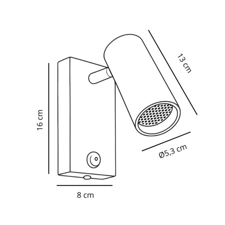 ARTEFACTO DE PARED LONG LETICIA ORIENTABLE Luminaria de Pared Long Leticia Blanca