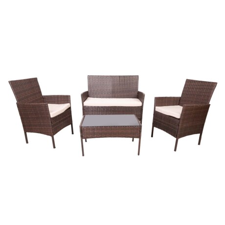 SET LIVING EXTERIOR RATTAN-SINTETICO-Y-ACERO MARRON APOLO