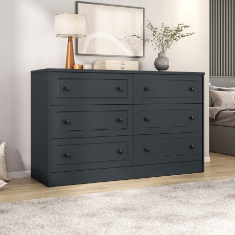 CÓMODA 6 CAJONES MDF GRIS AMERICANO PLUS