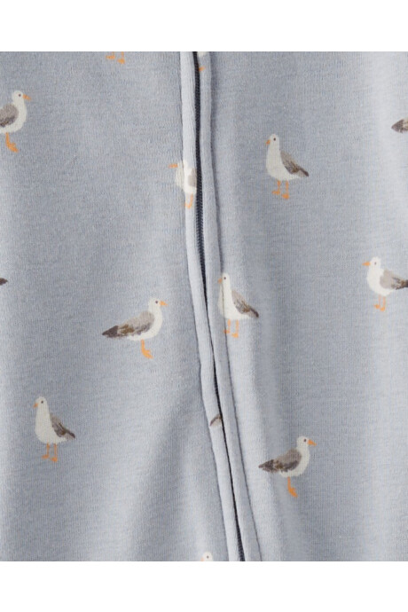 Pijama una pieza de algodón orgánico, con pie, diseño gaviotas Sin color