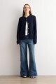Chaqueta tejida botones metálicos azul marino