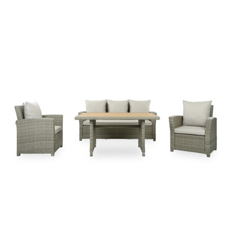 SET DE COMEDOR RATTAN-SINTETICO NATURAL-BEIGE MALIBU