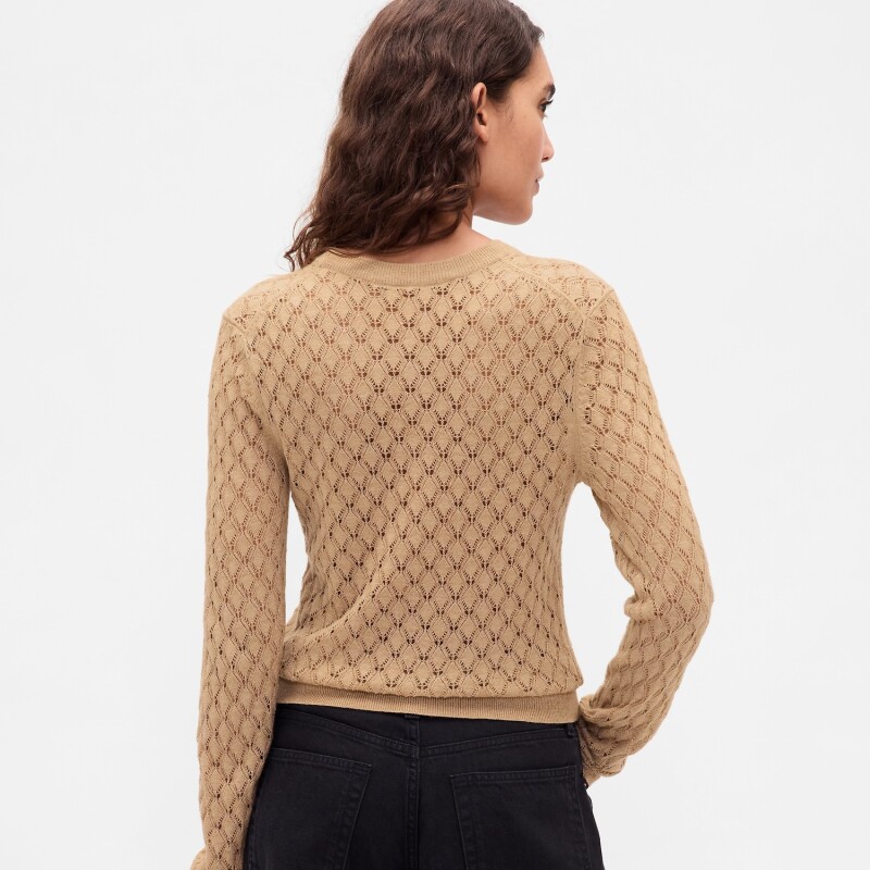 LS BROOKLYN POINTELLE TOP CAMEL HAIR