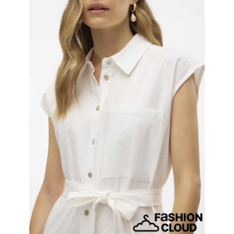 VMMYMILO SL CALF SHIRT DRESS WVN GA SNOW WHITE