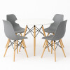 Juego de comedor Con Mesa Circular de 80cm + 4 Sillas Eames Gris/Blanco