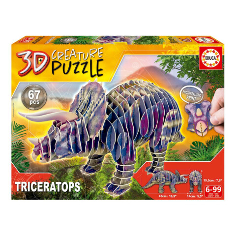 Puzzle Dinosaurio Triceratops 3d Rompecabezas Niños Educa Puzzle Dinosaurio Triceratops 3d Rompecabezas Niños Educa