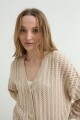 Cardigan escote V calado BEIGE