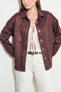 Sobrecamisa Gamuza Cuero Vegano Marron