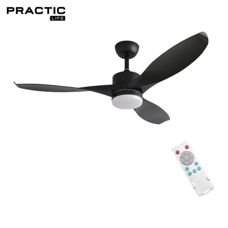 Ventilador de Techo Practic Life FS52011 con Luz LED y Control Remoto Negro