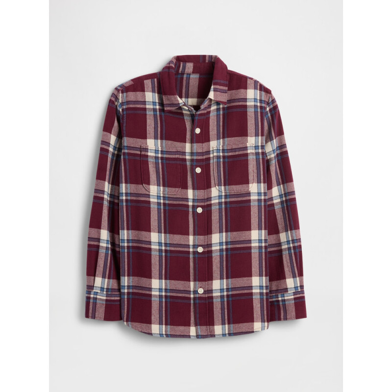 V-LS FLANNEL TUSCAN RED