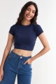 Remera m/c acanalada cuello a la base AZUL MARINO