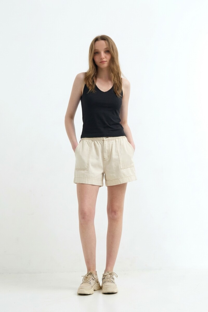 Top tejido punto rib tirantes finos NEGRO