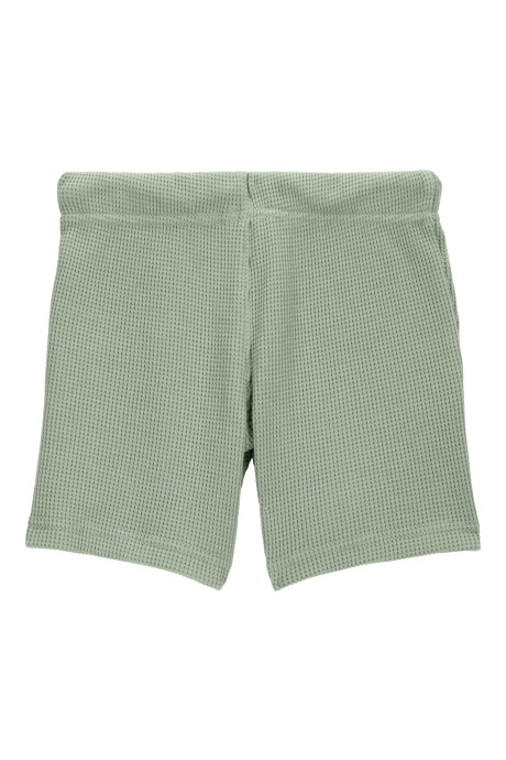 Short de algodón, punto waffle, verde Sin color