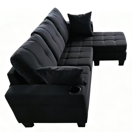 SOFÁ SILLÓN CON CHAISE negro