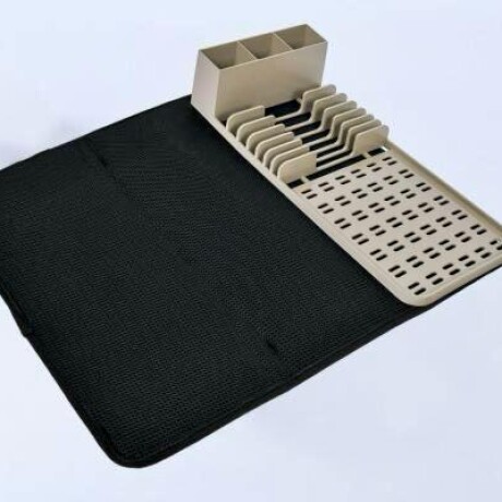 Escurridor de Vajilla con Alfombra Absorbente y Porta Cubiertos - Beige Escurridor de Vajilla con Alfombra Absorbente y Porta Cubiertos - Beige