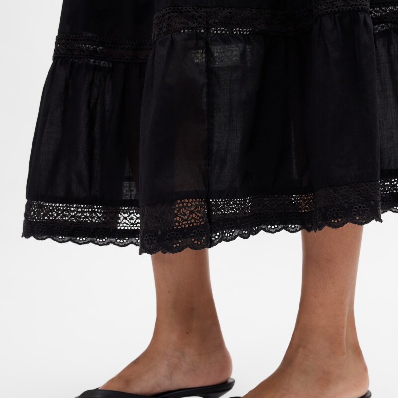 SL LACE INSERT TRIM MAXI DRESS TRUE BLACK