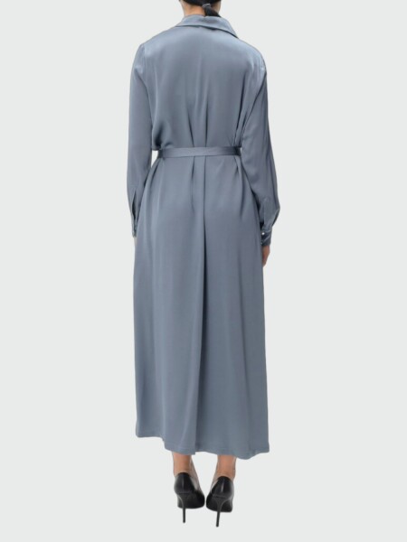 Herno - Vestido Camisero efecto satinado Celeste