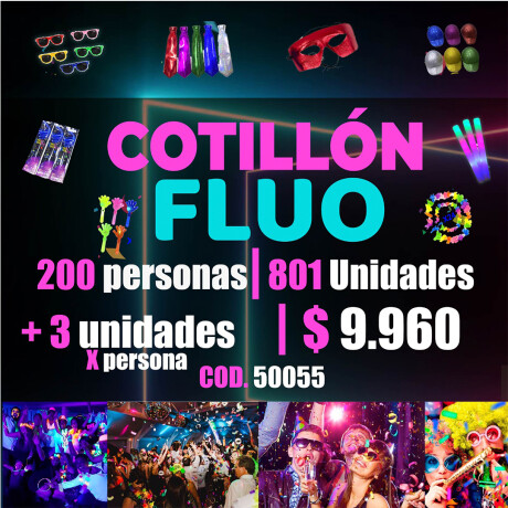 Combos Fiesta Tutti Fest Luminoso Fluo 200 Invitados Unica